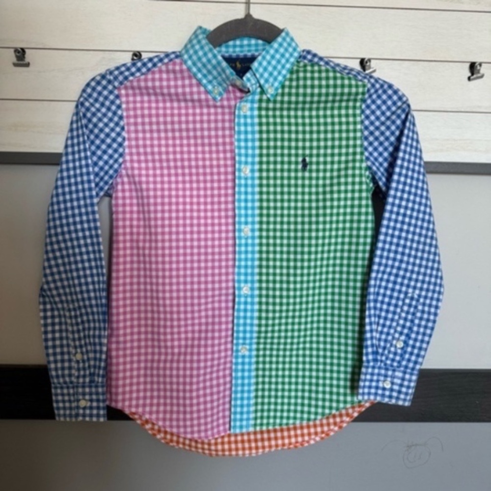 RALPH LAUREN boys long sleeve button down plaid size 7